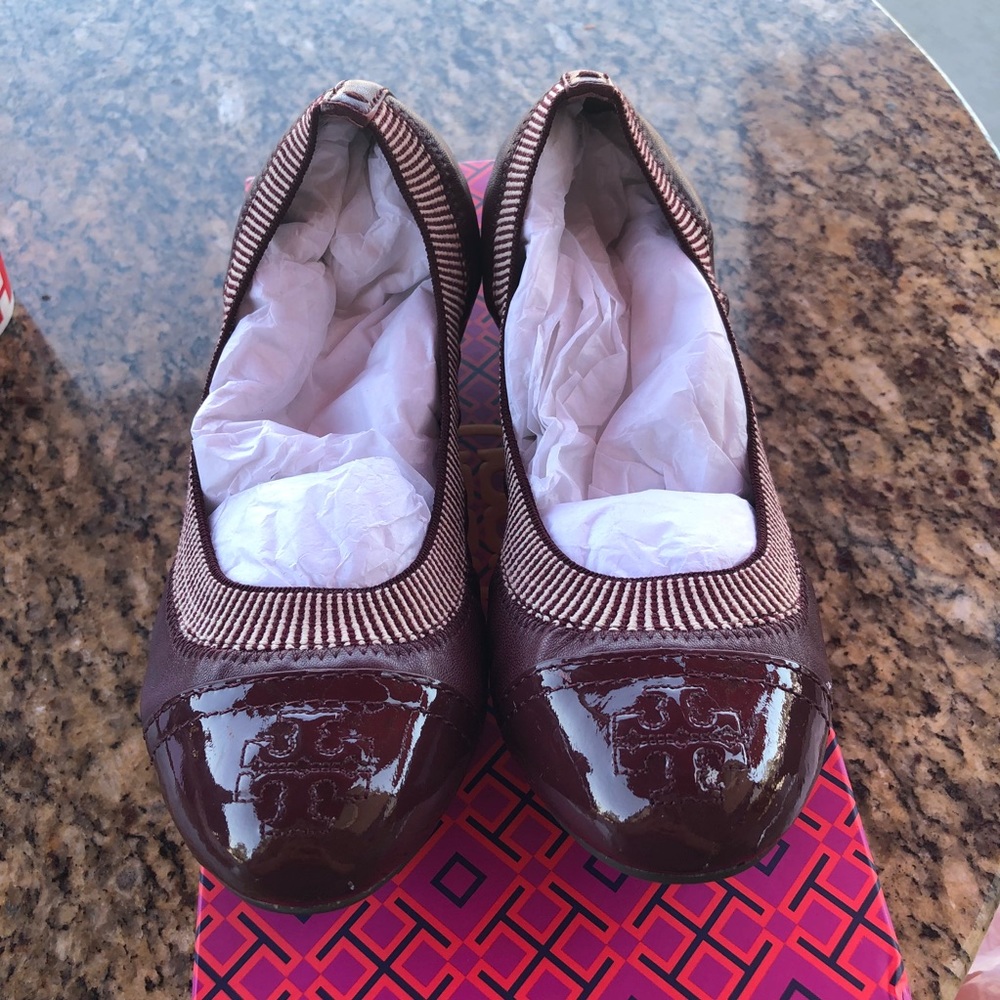 Tory Burch Bordeaux leather Gabby Ballet Flat Sz 6